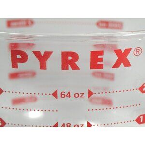 PYREX RARE Red  Vintage All Capital Letters 2 Quart / 8 Cup Glass PYREX Large Gl